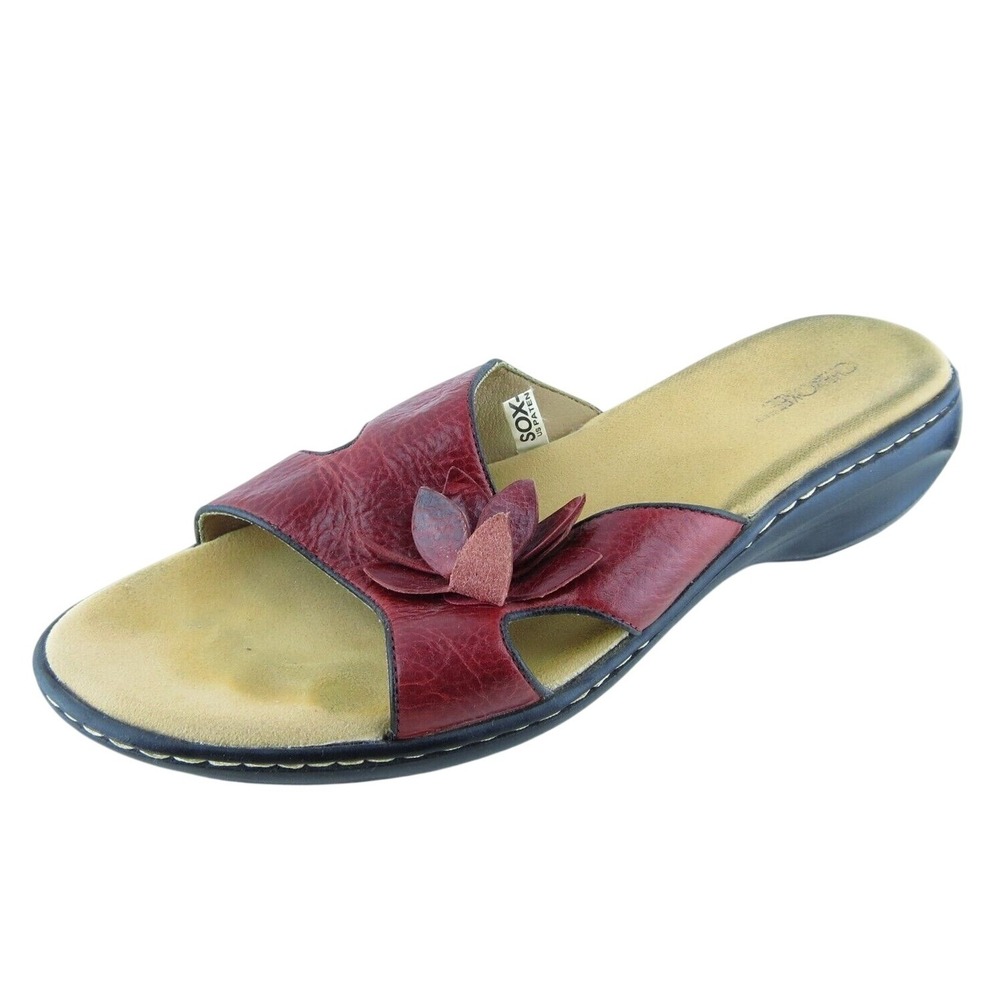 Cherokee‎ Women Slide Shoes  Red Leather Slip On Size 10 Medium (B, M)
